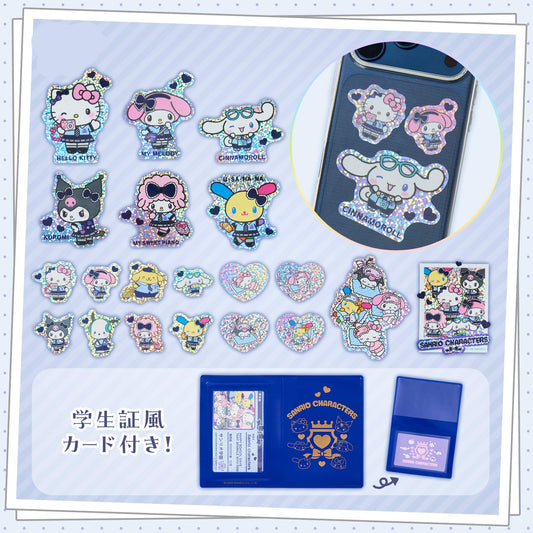 SANRIO | Flake Sticker Set & Case Glittler Student ID Card Style (Academy Sparkling Journey)