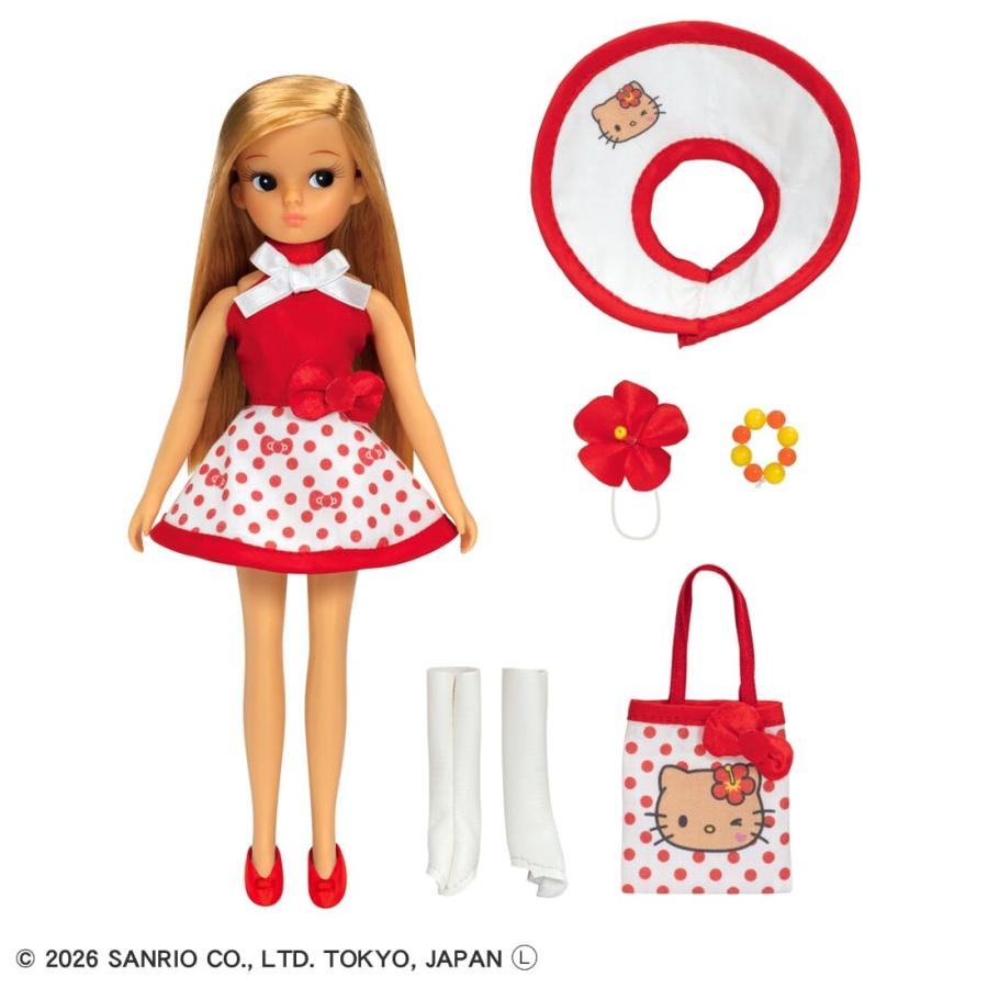 Licca × Sanrio | Retro Licca Vacation with Tanned Kitty 265×125×42mm