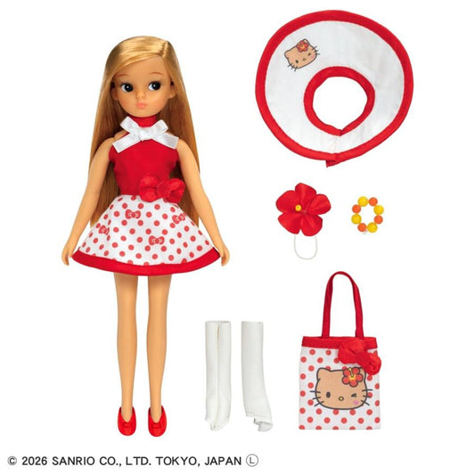 Licca × Sanrio | Retro Licca Vacation with Tanned Kitty 265×125×42mm