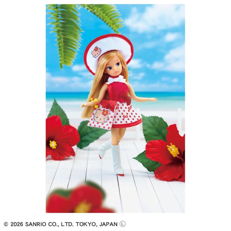 Licca × Sanrio | Retro Licca Vacation with Tanned Kitty 265×125×42mm