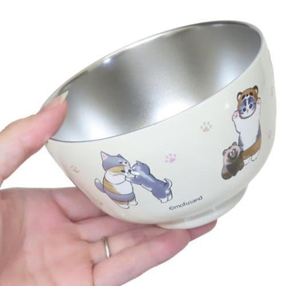 Mofusand | Stainless Vacuum Double Bowl 450ml (Cat Forest Animal Nyan Yellow)