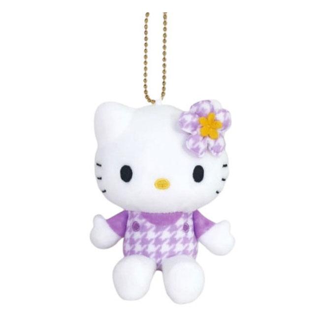 SANRIO | Hello Kitty Houndstooth PU Mascot Holder Plush Keychain 10cm Approx. (50th Anniversary)