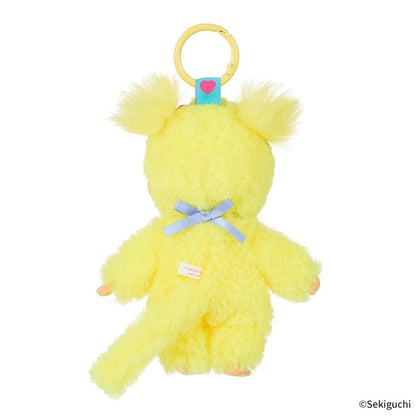 Monchhichi | Girl Mascot Holder Plush Keychain Bag Charm H16×W8.5×D5.5cm (Sweet Lollipop - Yellow)