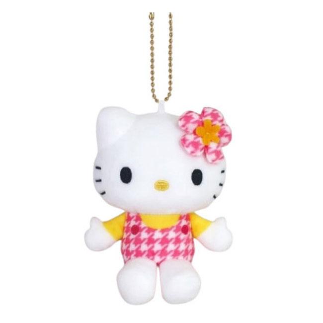 SANRIO | Hello Kitty Houndstooth PK Mascot Holder Plush Keychain 10cm Approx. (50th Anniversary)
