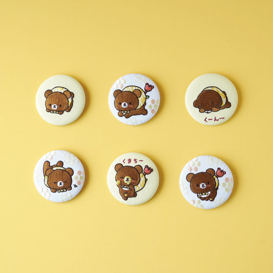 SAN-X | Secret Embroidered Pin Badge Blind Box 56x56mm (Chairoikoguma Honey Exploration Team)