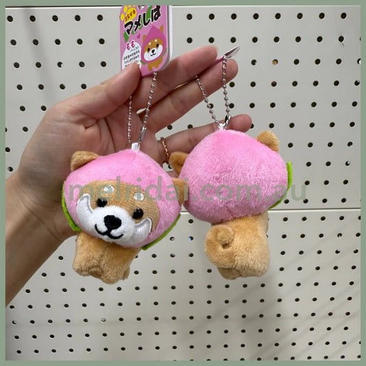 Traveling Mameshiba | Mameko Shiba Mascot Holder Keychain Keyring 7cm Approx. (Peach)