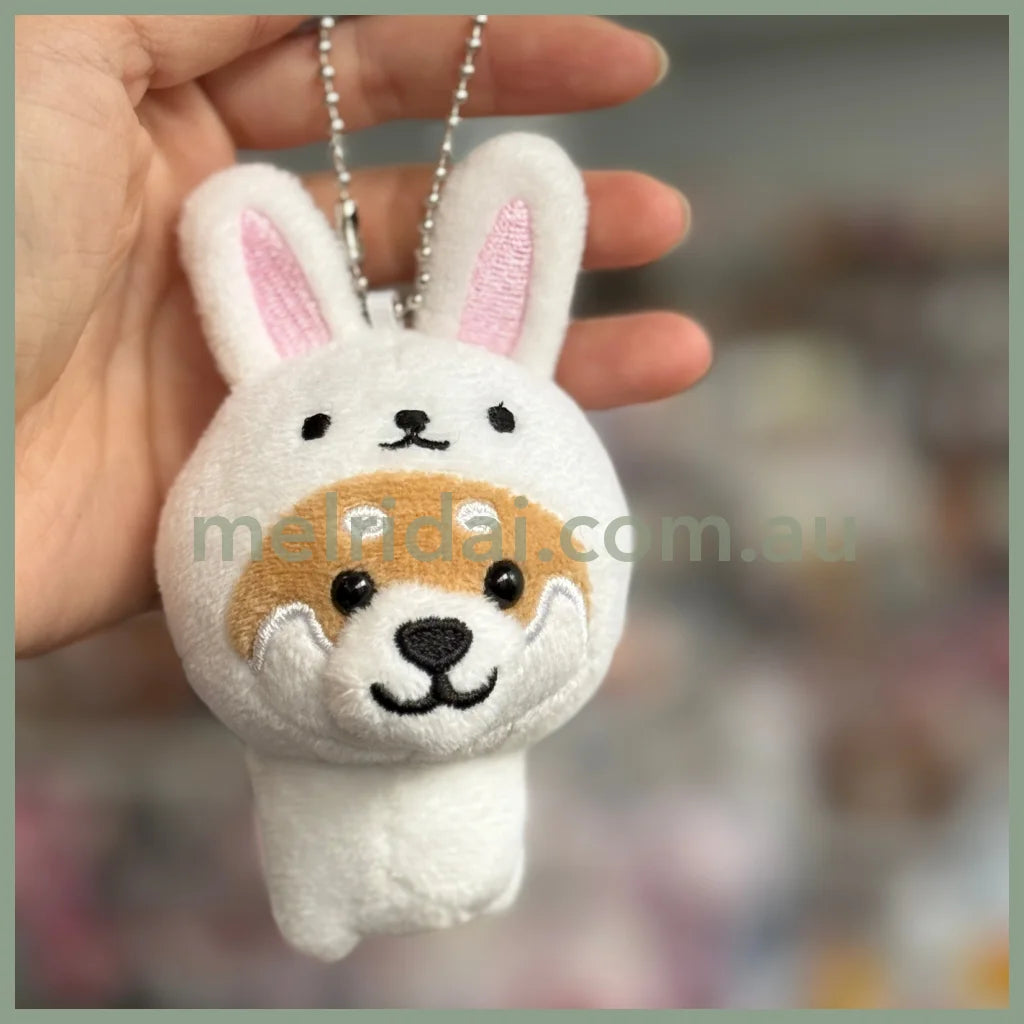 Traveling Mameshiba | Mameko Shiba Mascot Holder Keychain Keyring 7cm Approx. (Rabbit)