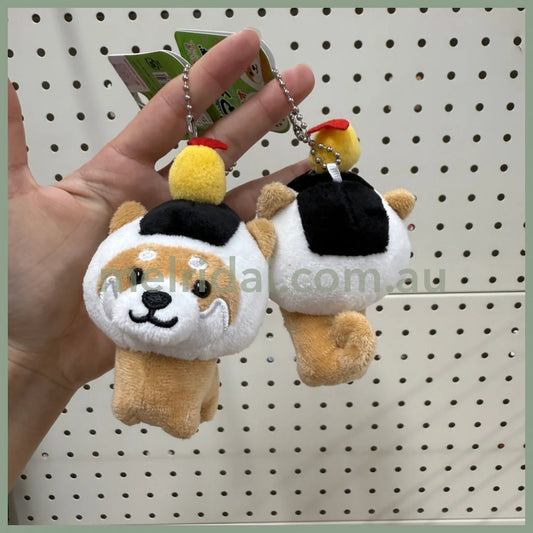 Traveling Mameshiba | Mameko Shiba Mascot Holder Keychain Keyring 7cm Approx. (Shrimp Rice Ball)