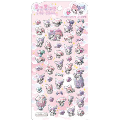 SANRIO | Pop Seal Hologram 3D Sticker 200×95×7mm (Kuromi & My Melody)