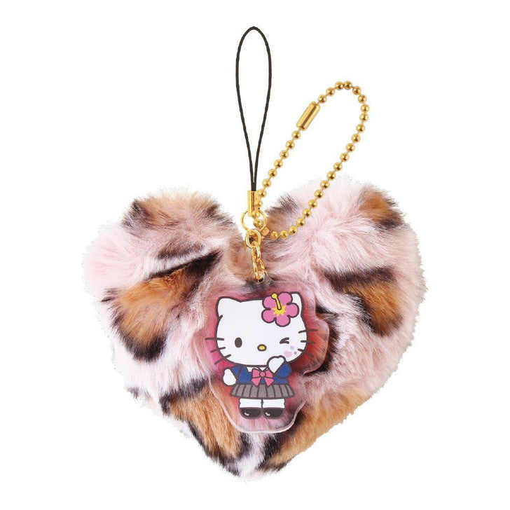 SANRIO | Fluffy Fluffy Big Heart Acrylic Phone Charm/ Keychain 103×85×50mm (Hello Kitty - Tokimeki Heisei Kogal)