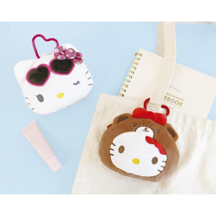 SANRIO | Hello Kitty Mini Plush Pouch with Carabiner Keychain H100×W115×D50mm (Tiny Chum)