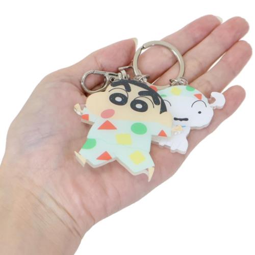 CRAYON SHIN-CHAN | Shinchan Die-Cut Twin Keychain Pajama Shin And Shiro 69x77x3mm