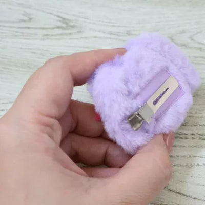 Shinako 475 x Monchhichi | Plush Hair Clip 80x73x25mm (Purple Harajuku Style)