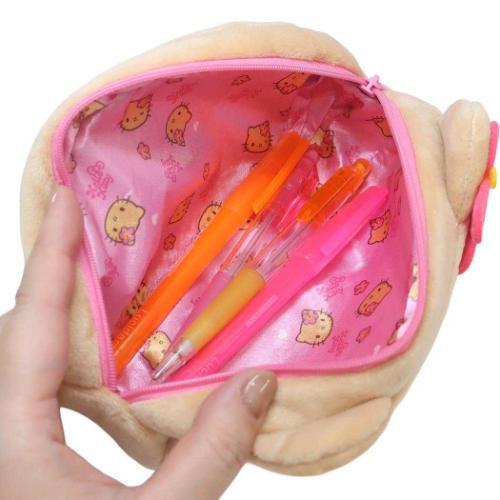 SANRIO | Hello Kitty Fluffy Plush Pen Case Pouch 200×130×40mm (Face Y2K Tanned)