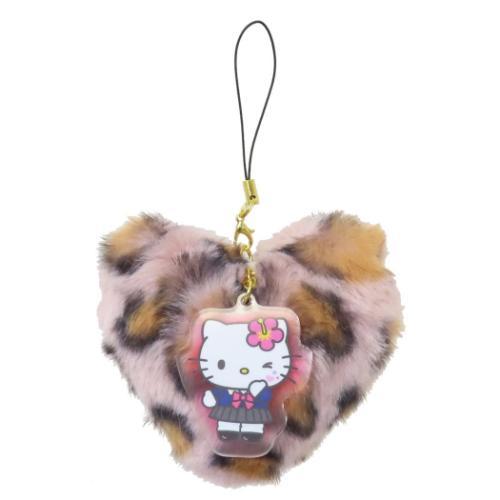SANRIO | Fluffy Fluffy Big Heart Acrylic Phone Charm/ Keychain 103×85×50mm (Hello Kitty - Tokimeki Heisei Kogal)