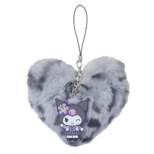 SANRIO | Fluffy Fluffy Big Heart Acrylic Phone Charm/ Keychain 103×85×50mm (Kuromi - Tokimeki Heisei Kogal)