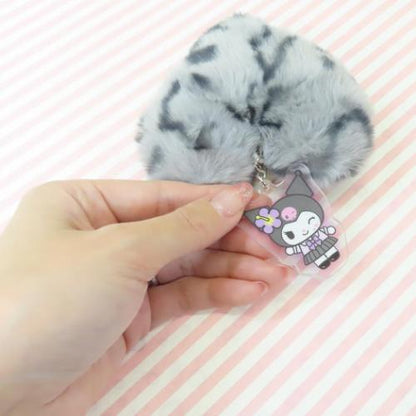 SANRIO | Fluffy Fluffy Big Heart Acrylic Phone Charm/ Keychain 103×85×50mm (Kuromi - Tokimeki Heisei Kogal)