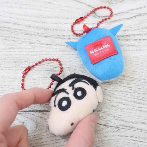 Crayon Shin-chan | Pair Face Mini Mascot Holder Plush Keychain Set 52x40mm & 52x60mm (Shin-chan & Action Kamen)