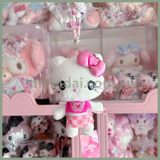 USJ | Hello Kitty Plush Keychain Beaded Phone Strap Bag Charm W11.7cm×H19cm×D7.6cm