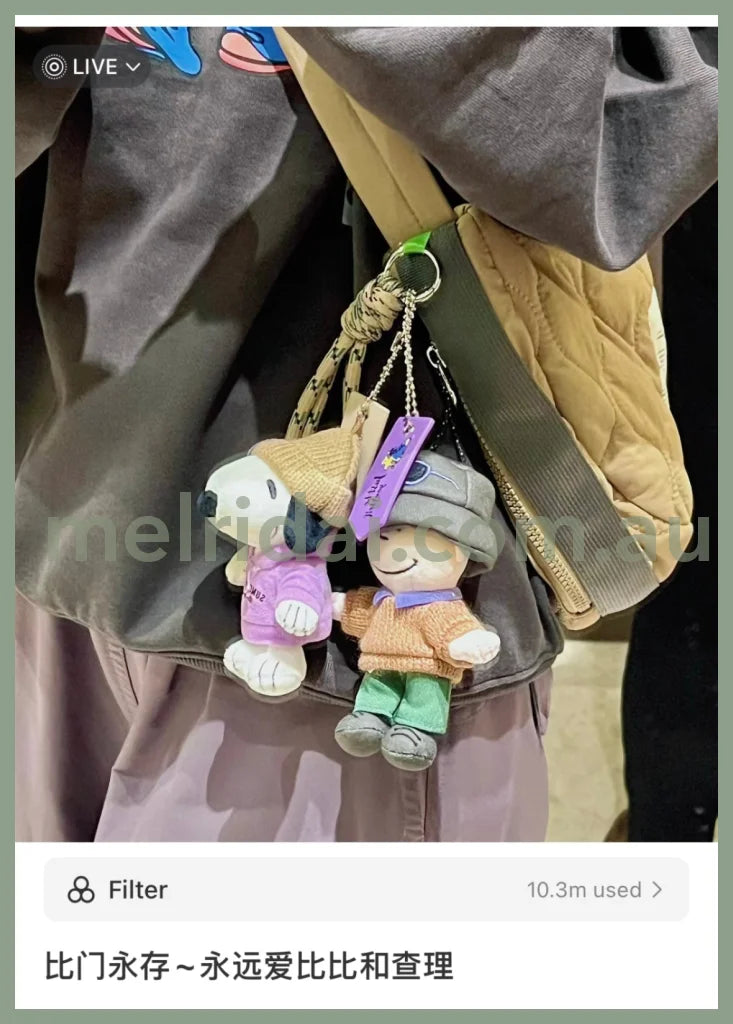 Usj | Peanuts Snoopy With Hoodie Mascot Holder Plush Keychain (Autumn)
