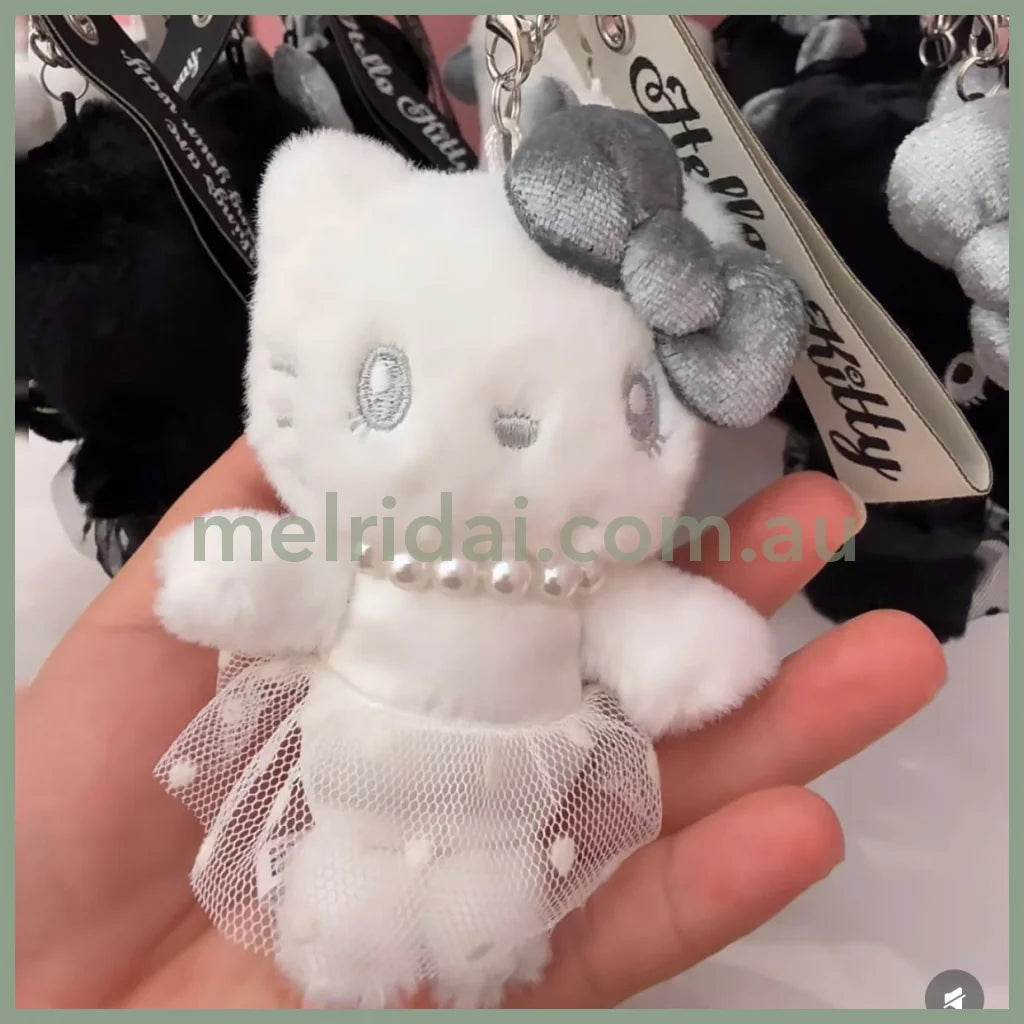 USJ x Hello Kitty | Mascot Holder Plush Keychain Bag Charm (White & Black) White