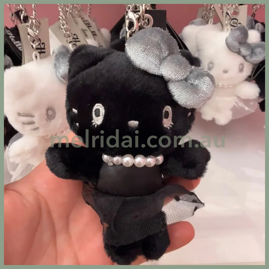 USJ x Hello Kitty | Mascot Holder Plush Keychain Bag Charm (White & Black) Black