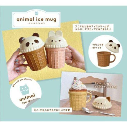DECOLE | Ice Cream Mug with Lid 350ml Approx. (Panda)