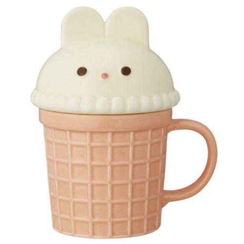 DECOLE | Ice Cream Mug with Lid 350ml Approx. (Rabbit)
