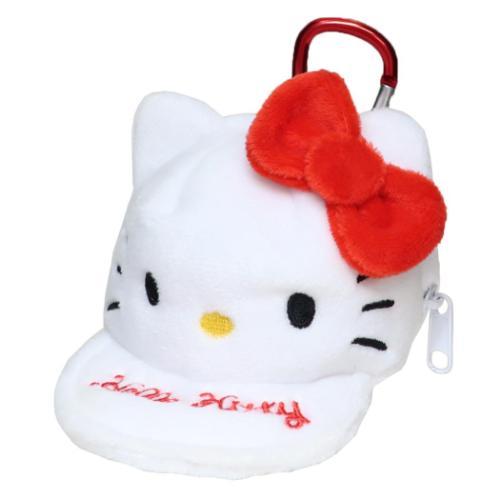 SANRIO | Hello Kitty Mini Pouch with Carabiner Keychain 85×70×125mm (Cap Style White)