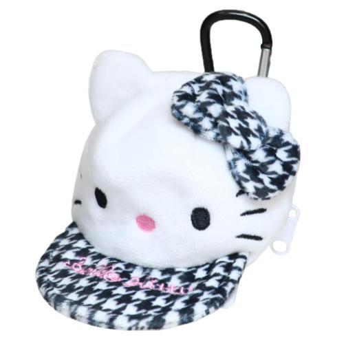 SANRIO | Hello Kitty Mini Pouch with Carabiner Keychain 85×70×125mm (Cap Style Houndstooth)