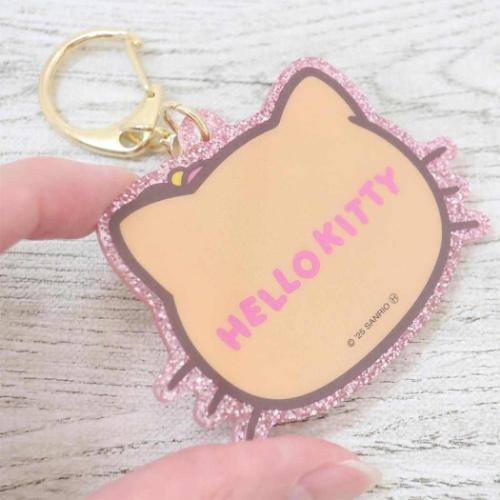 SANRIO | Hello Kitty Face-shaped Acrylic Keychain 68×51×3mm (Y2K Tan)