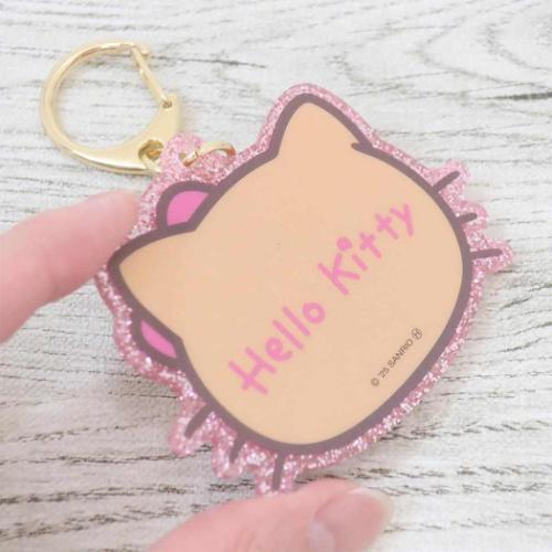 SANRIO | Hello Kitty Face-shaped Acrylic Keychain 68×51×3mm (Tan Swimsuit Party Sunglasses)