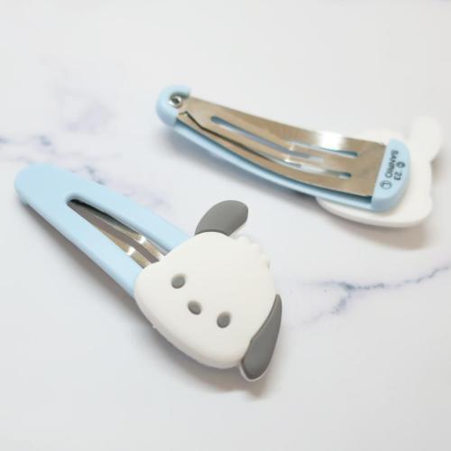 Sanrio | Face-Shaped Hair Snap Clip Set Of 2 Pochacco (Smile)