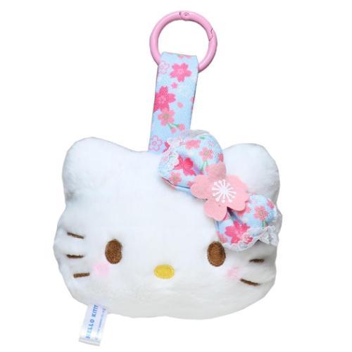 SANRIO | Hello Kitty Face Tag Mascot Holder Plush Keychain 60x110x90mm (Sakura Kimono)