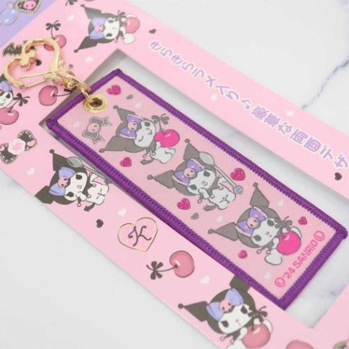 SANRIO | Double Sided Embroidery Flight Tag / LuggageTag Keychain 100x35x3.5mm (Kuromi)