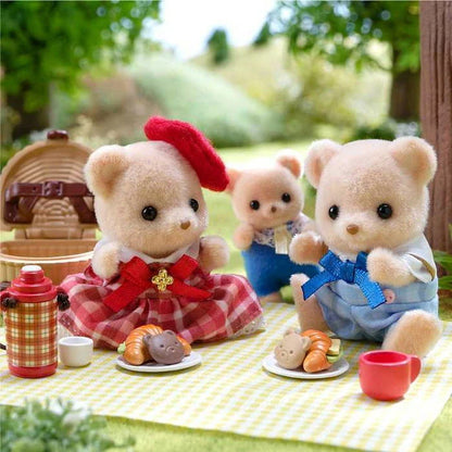 【JP】Sylvanian Families | Biscuit Bear Siblings Picnic Lunch Doll and Furniture Set