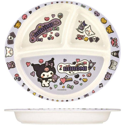 SANRIO | Kuromi Bamboo Melamine Divided Lunch Plate 430ml (Dishwasher Safe)