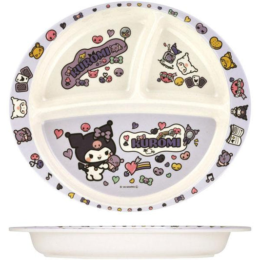 SANRIO | Kuromi Bamboo Melamine Divided Lunch Plate 430ml (Dishwasher Safe)
