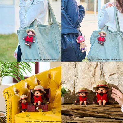 Monchhichi x NETFLIX ONE PIECE Season 2 | Luffy Plush Keychain Bag Charm 140×85×85mm