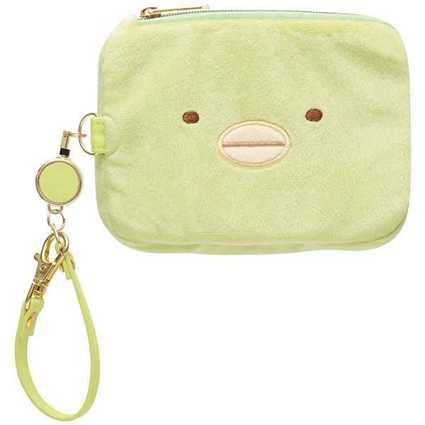 San-X | Sumikko Gurashi Mini Pouch & Pass Case Card Holder with Reel 130x160x60mm (Penguin?)