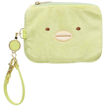 San-X | Sumikko Gurashi Mini Pouch & Pass Case Card Holder with Reel 130x160x60mm (Penguin?)