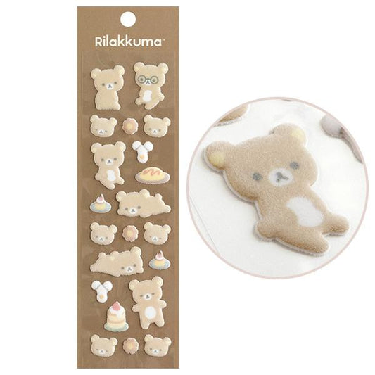 SAN-X | Rilakkuma Fluffy Stickers 200×60mm (BASIC RILAKKUMA)