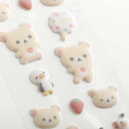 SAN-X | Rilakkuma Korilakkuma Fluffy Stickers 200×60mm (BASIC RILAKKUMA)
