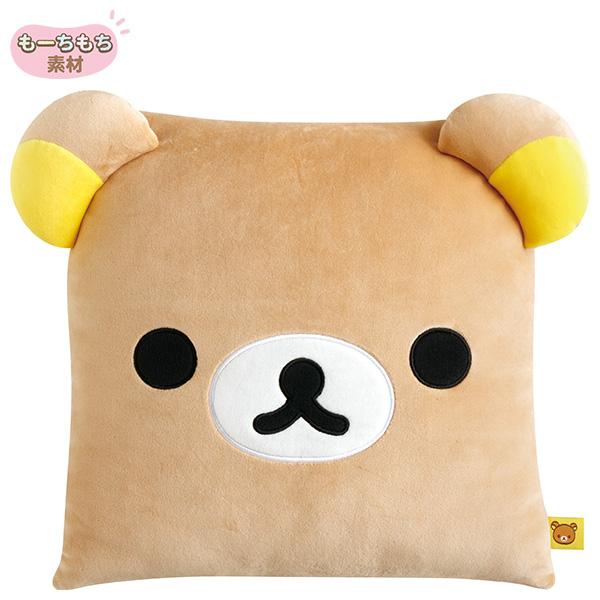 SAN-X | Rilakkuma Square Face Super Mochimochi Cushion 300×300×100mm (Rilakkuma Sleeping Together)