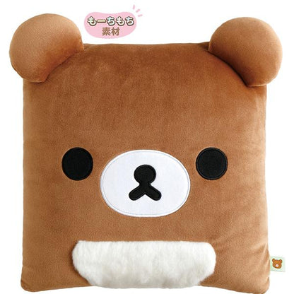 SAN-X | Chairoikoguma Square Face Super Mochimochi Cushion 300×300×100mm (Rilakkuma Sleeping Together)