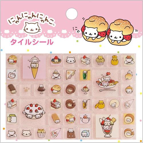 San-X | Nyan Nyan Nyanko Tile Stickers 100×100×3mm