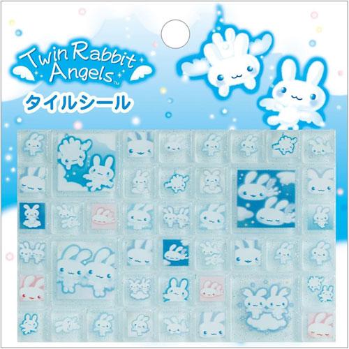 San-X | Twin Rabbit Angel Tile Stickers 100×100×3mm