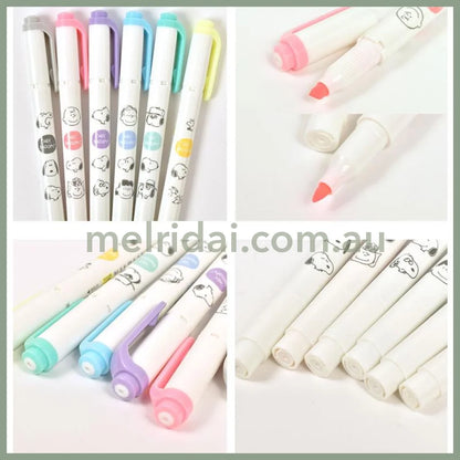 Zebra | Peanuts Snoopy Mild Liner Highlighter Bold Thin 6 Color 日本斑马Kamio史努比限定 淡色双头荧光笔 一套六支入
