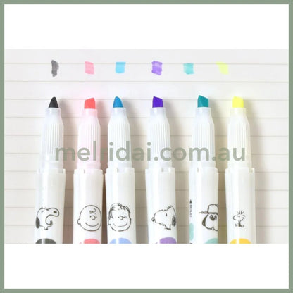 Zebra | Peanuts Snoopy Mild Liner Highlighter Bold Thin 6 Color 日本斑马Kamio史努比限定 淡色双头荧光笔 一套六支入