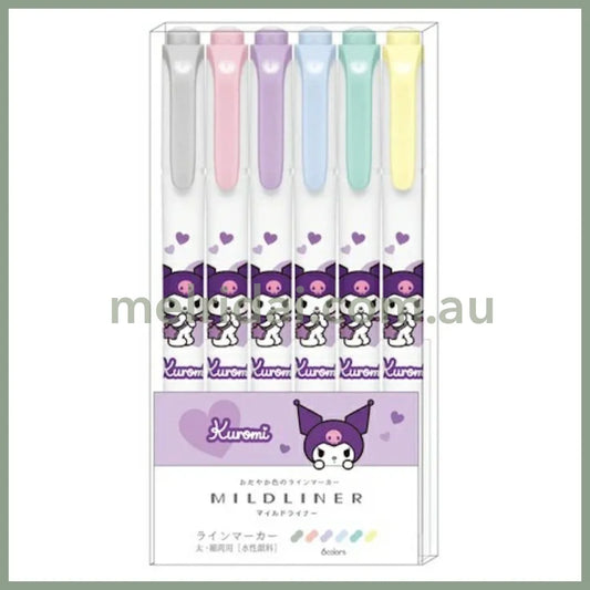 Zebra x Sanrio | Mildliner Double-Sided Highlighter Set 142×Φ12mm (Kuromi - Heart)